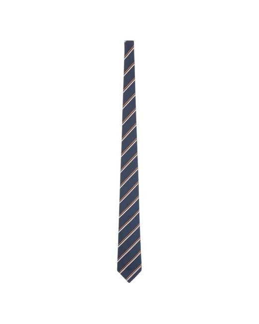 Kiton White Diagonal-Stripe Silk Tie for men