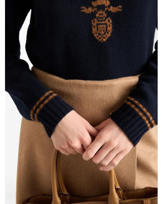 Prada Blue Crew-Neck Cashmere Jumpe