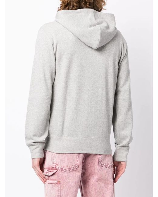 COMME DES GARÇONS PLAY Gray Logo-Patch Zip-Up Hoodie for men