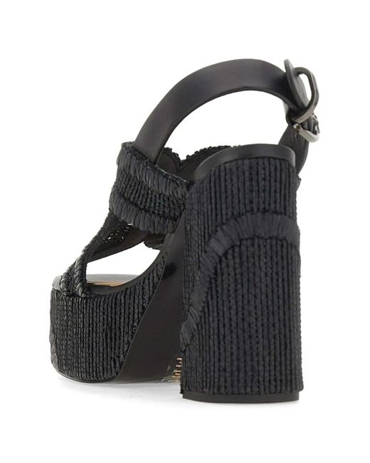 Castaner Black Embroidered Platform Sandals
