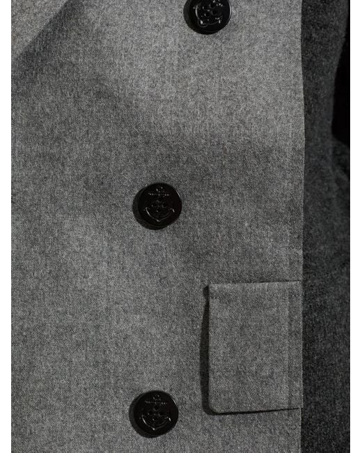 Sacai Gray Double-Breasted Panel Cardigan for men