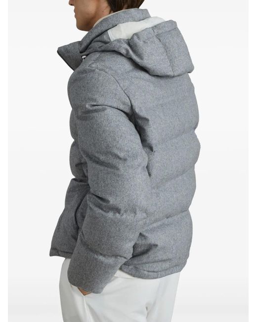 Brunello Cucinelli Gesteppte Daunenjacke Mit Kapuze in Gray für Herren
