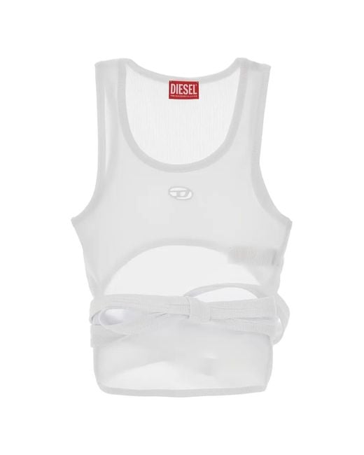 DIESEL White Sleeveless Tops