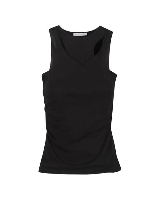 Patrizia Pepe Black Double-Layer Tank Top