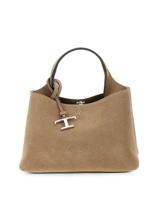 Tod's Natural T Timeless Calf Suede Clutch Bag