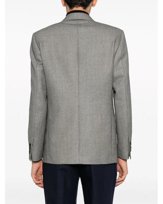 Lardini Gray Micro-Dot Double-Breasted Wool Blazer for men