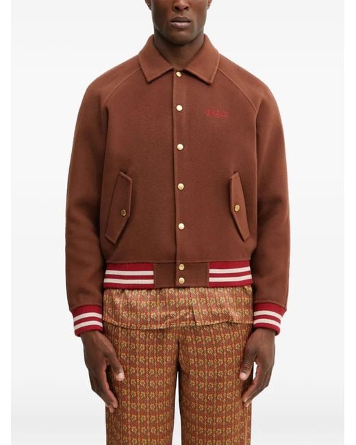 Drole de Monsieur Brown Logo-Embroidered Bomber Jacket for men