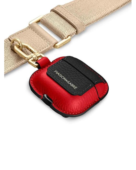 Maison De Sabre Black Leather Airpods 4 Keyring Case