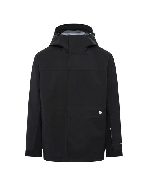 vowels Black Water-Resistant Hooded Shell Jacket for men