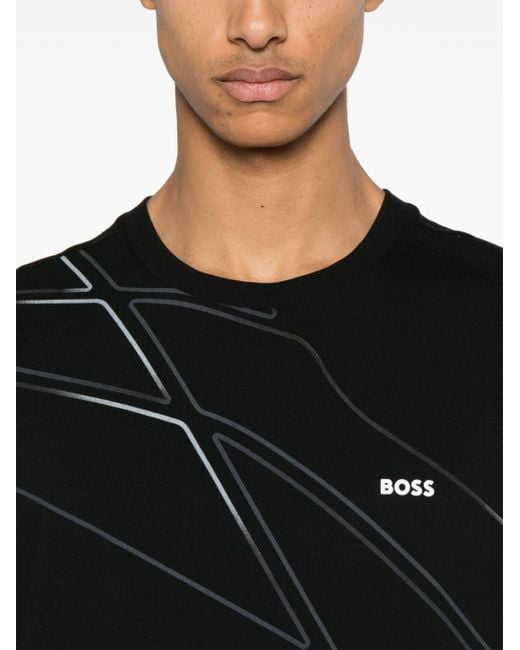 Camiseta con motivo abstracto Boss de hombre de color Black