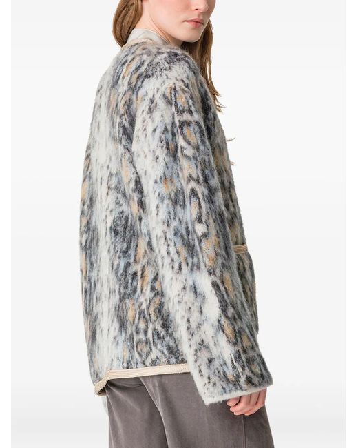 Forte Forte Gray Animal-Pattern Buttoned Cardigan