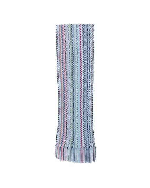 Missoni Blue Écharpe Frangée À Motif Zigzag