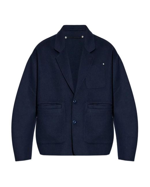 KENZO Blue Three-Button Patch-Pocket Cardigan for men