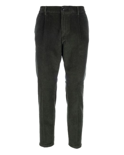 Pantaloni A Coste Con Pieghe di Cruna in Black da Uomo