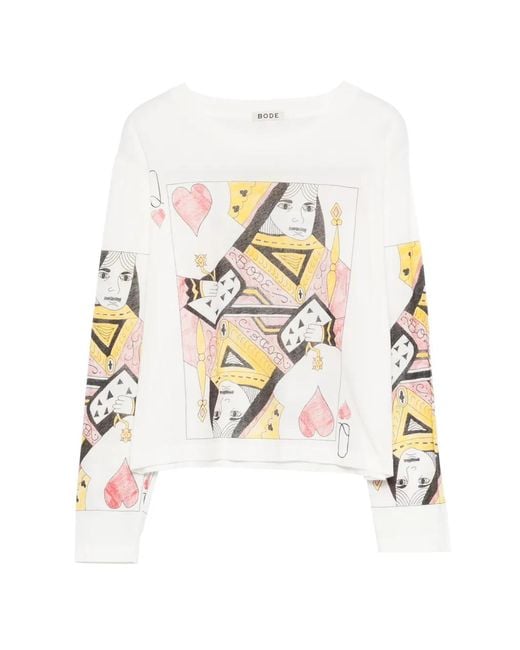 Bode White Queen Hearts Print T-Shirt