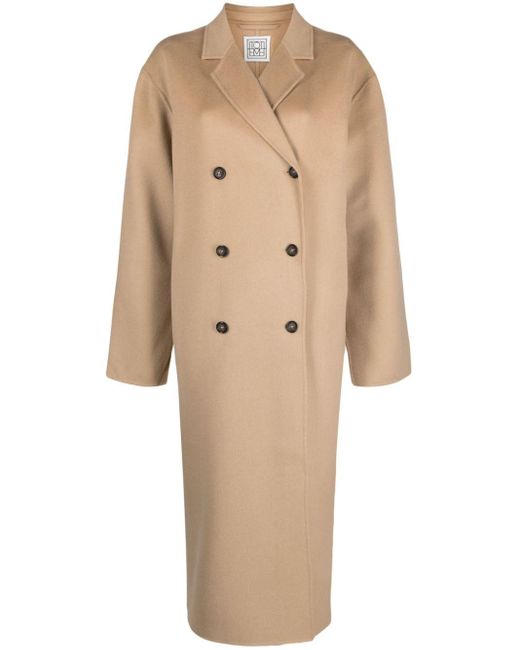 Totême  Natural Double-breasted Wool Coat
