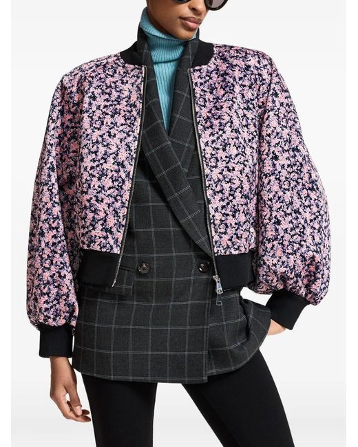 Essentiel Antwerp Purple Kryo Floral-Print Bomber Jacket