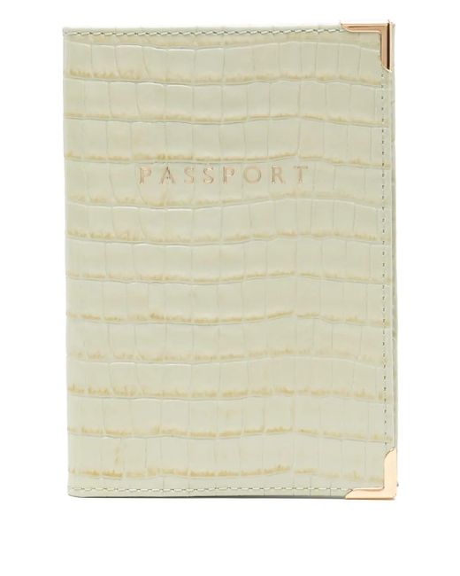 Aspinal Natural Leather Passport Cover for men