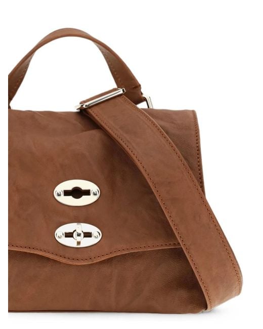 Zanellato Brown Postina Stud-Embellished Shoulder Bag