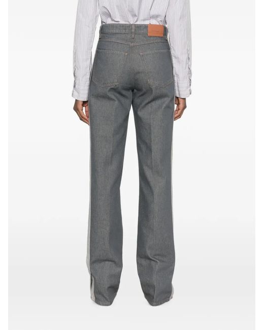 Sportmax Gray Side-Stripe Split-Hem Jeans