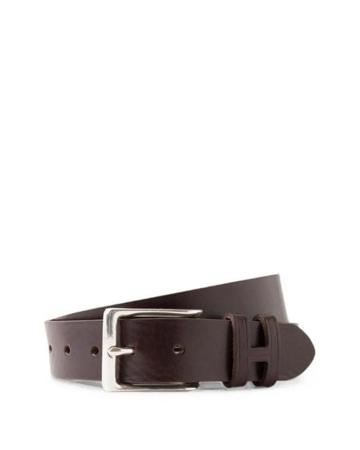 Hackett Brown Granulated-Leather Belt for men