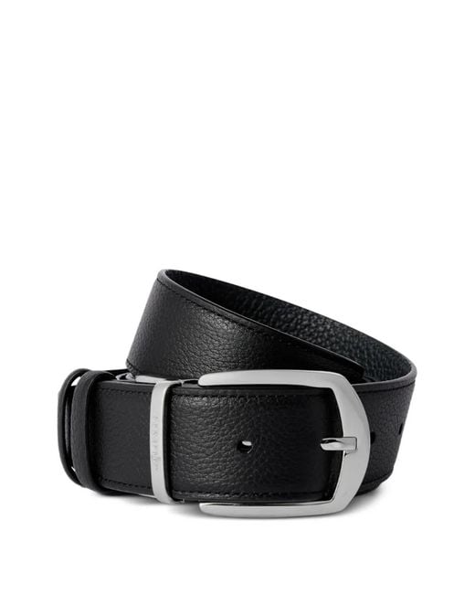 Serapian Black Leather Belt for men
