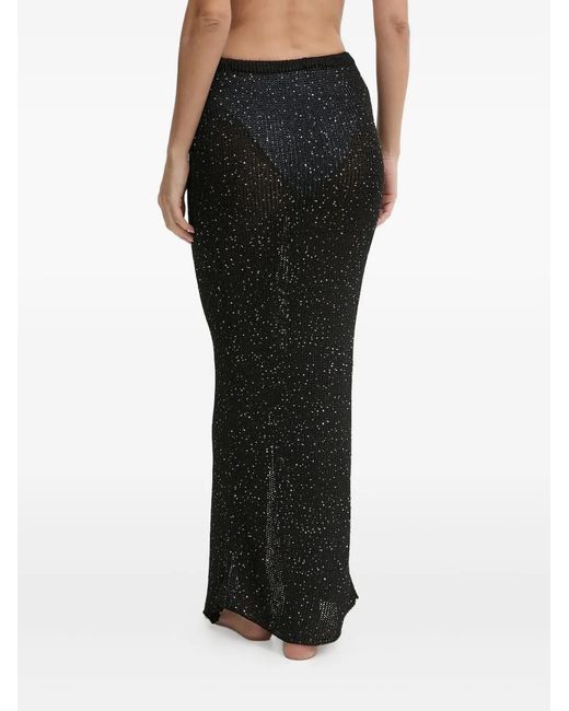 Paramidonna Black Bruna Sequin-Embellished Split Skirt