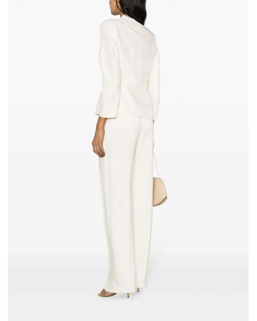 Ralph Lauren White Elitsa Twill Satin-Finish Blazer