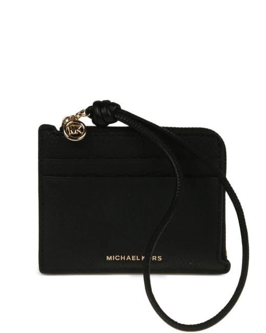 Michael Kors Black Portefeuille Zippé En Cuir À Breloque