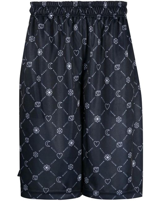 Marni Blue Logo-Print Shorts for men
