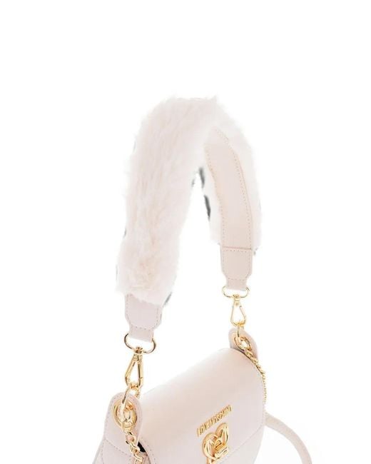 Moschino White Mini Logo-Plaque Shoulder Bag