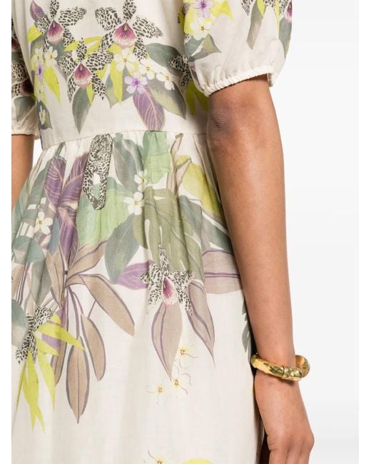 Twinset White Jungle-Print Muslin Dress