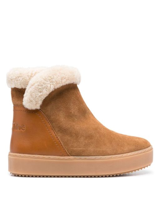 See By Chloé Brown Juliet Shearling Ankle Boots