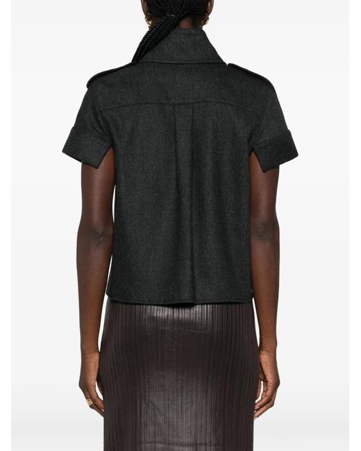 Khaite Black Emiel Short-Sleeve Shirt