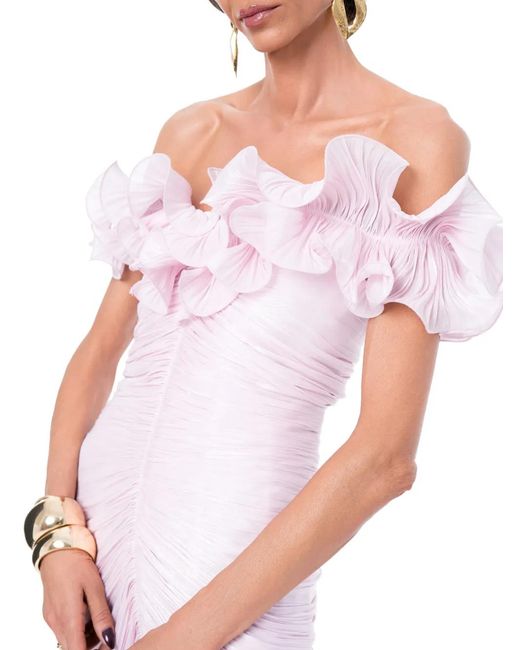 Ana Radu Pink Ruffled Ruched Dress