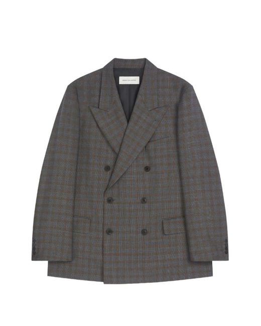 Dries Van Noten Gray Oversized Wool Blazer for men