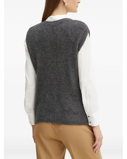 Morgan Gray Buttoned V-Neck Vest