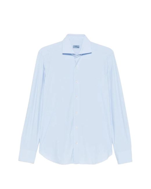Barba Napoli Blue Spread-Collar Long-Sleeve Shirt for men
