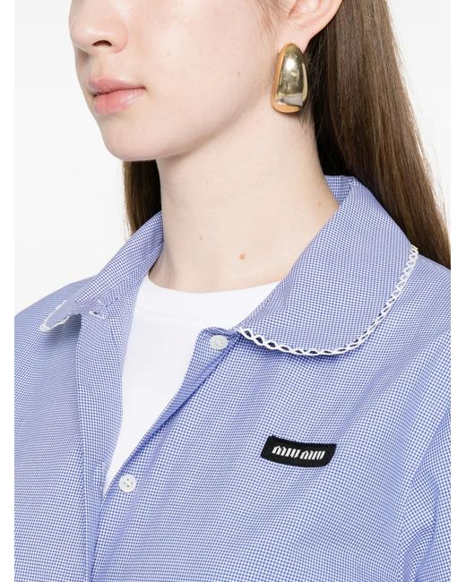 Miu Miu Blue Logo Cotton Shirt