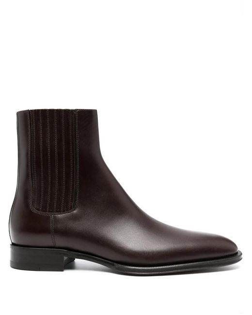 DSquared² Brown Zip-Up Leather Ankle Boots for men