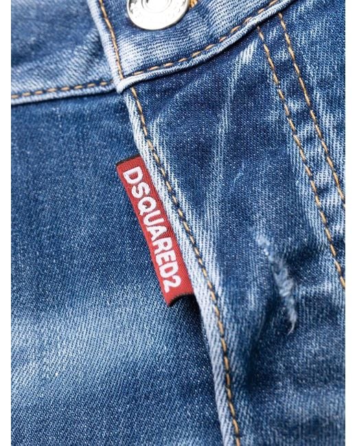 DSquared² Blue Low-Rise Distressed Cropped Jeans