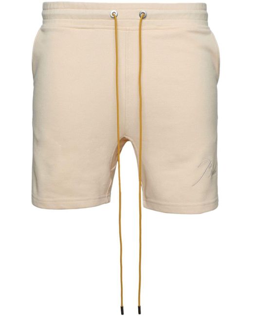 Rhude Natural Logo-embroidered Cotton Track Shorts for men