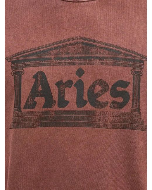 Aries Red Temple-Print Sweatshirt for men