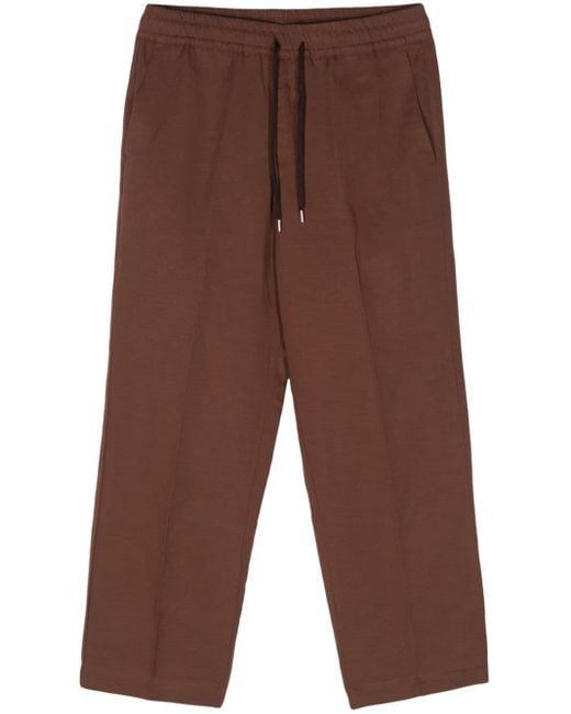 Costumein Brown Drawstring-waist Lyocell Blend Trousers for men