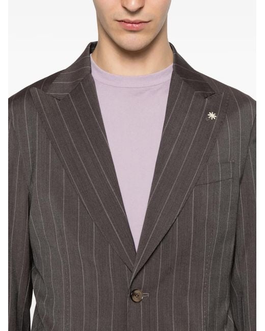 Manuel Ritz Gray Pinstripe-Pattern Single-Breasted Suit for men
