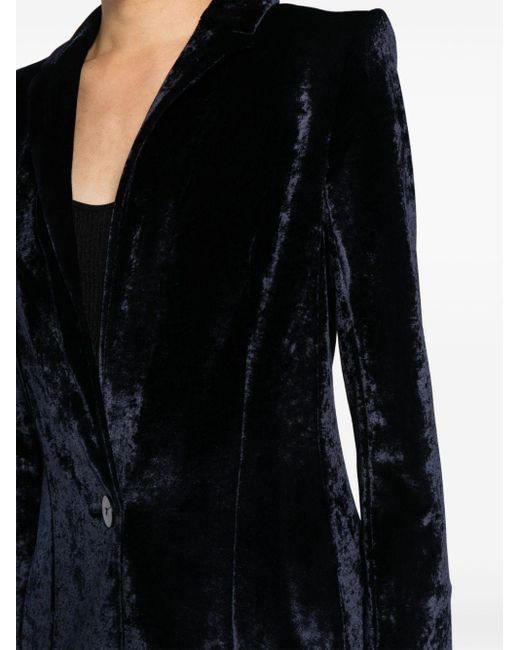 Galvan Black Sculpted Velvet Single-breasted Coat