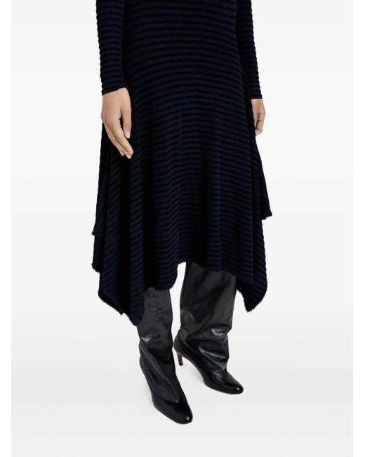 Proenza Schouler Blue Didi Striped Asymmetric Midi Dress
