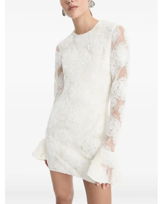ROTATE BIRGER CHRISTENSEN White Robe Courte En Résille À Fleurs