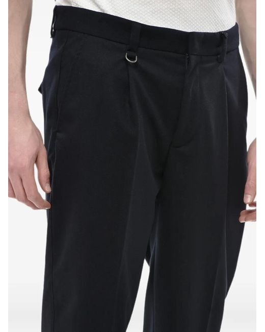 Paolo Pecora Black Pleated-Design Belt-Loop Trousers for men