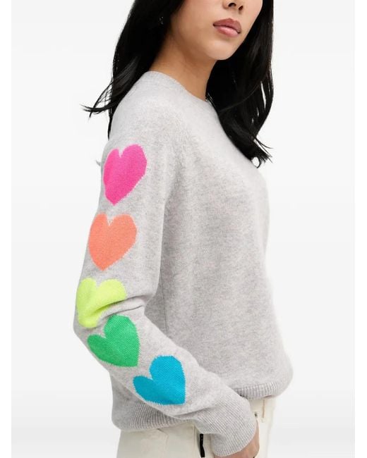 From Future White Heart-Intarsia Raglan-Sleeve Sweater